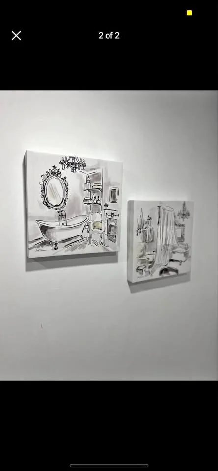 Two piece washroom art 12x12ich