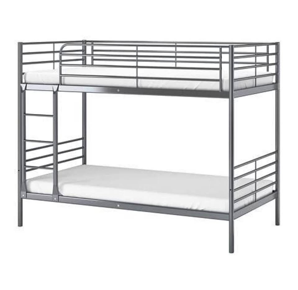 Ikea Svarta steel frame 2 tier silver bunk bed frame