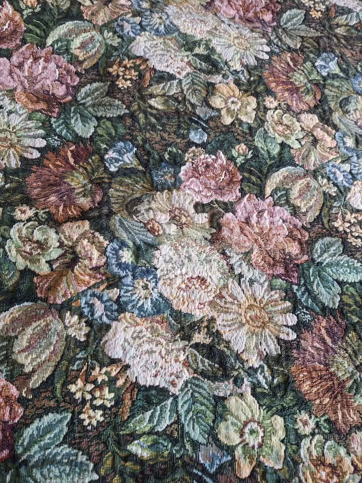 Tapestry tablecloth vintage square floral 47" x 47" beautiful fl - photo 3