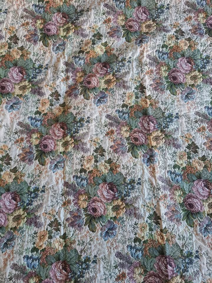 Vtg Tablecloth Square French Country Woven Tapestry Floral 47" - photo 3