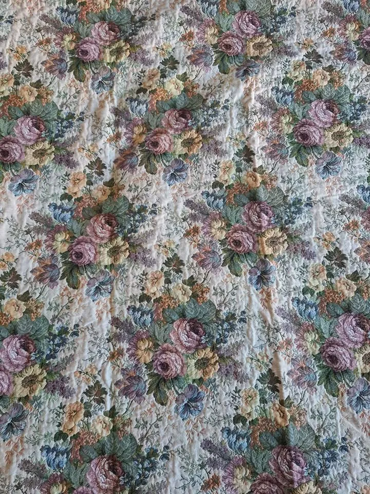 Vtg Tablecloth Square French Country Woven Tapestry Floral 47" image indicator(3)