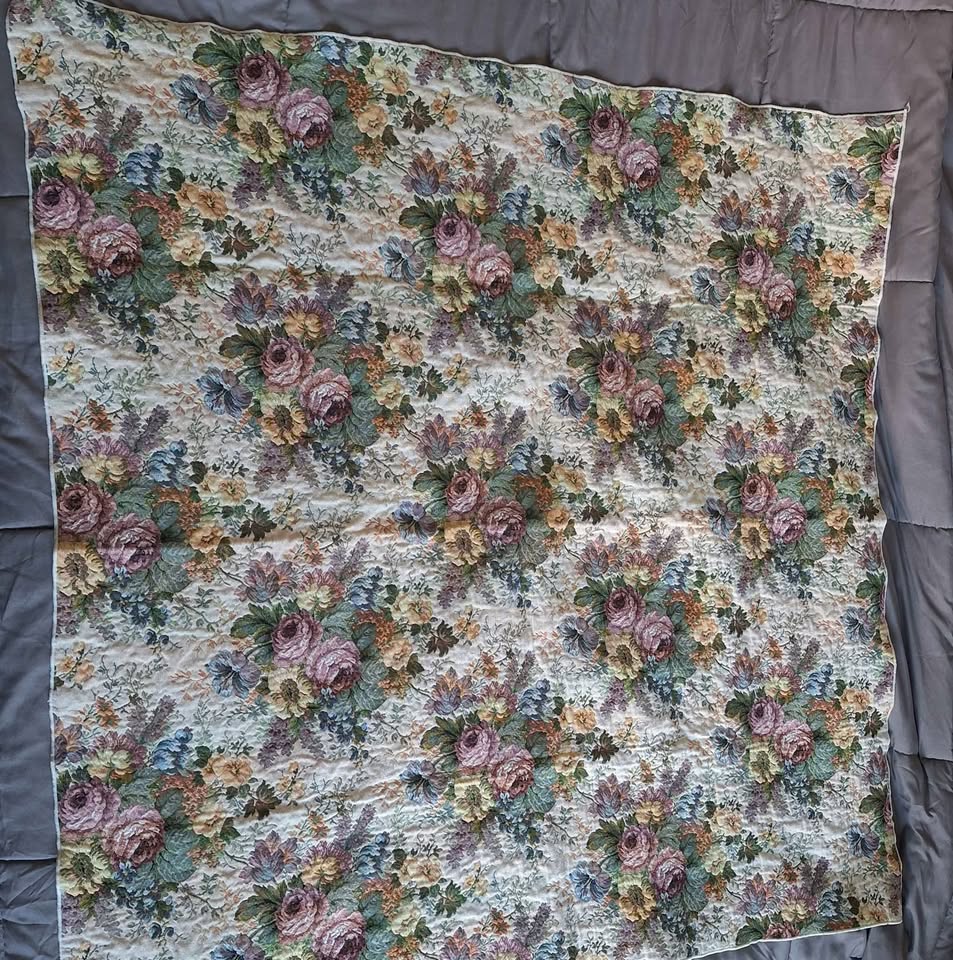 Vtg Tablecloth Square French Country Woven Tapestry Floral 47" - photo 4