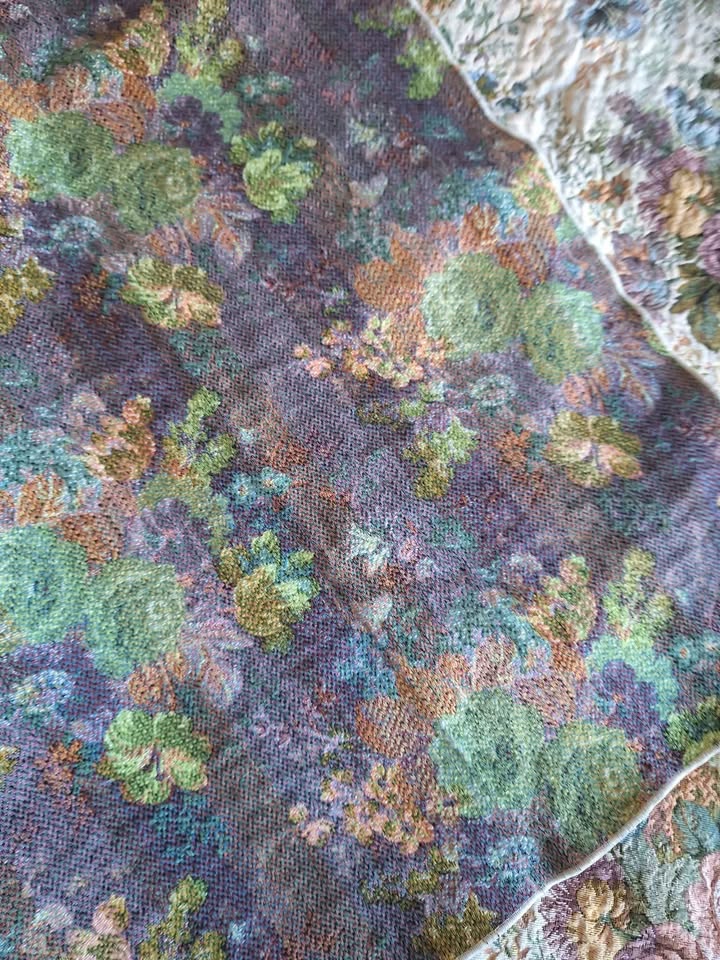 Vtg Tablecloth Square French Country Woven Tapestry Floral 47" - photo 5