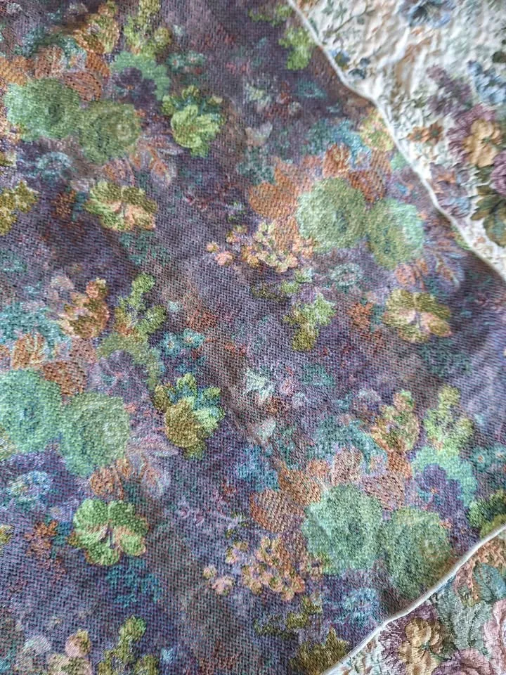 Vtg Tablecloth Square French Country Woven Tapestry Floral 47" image indicator(5)