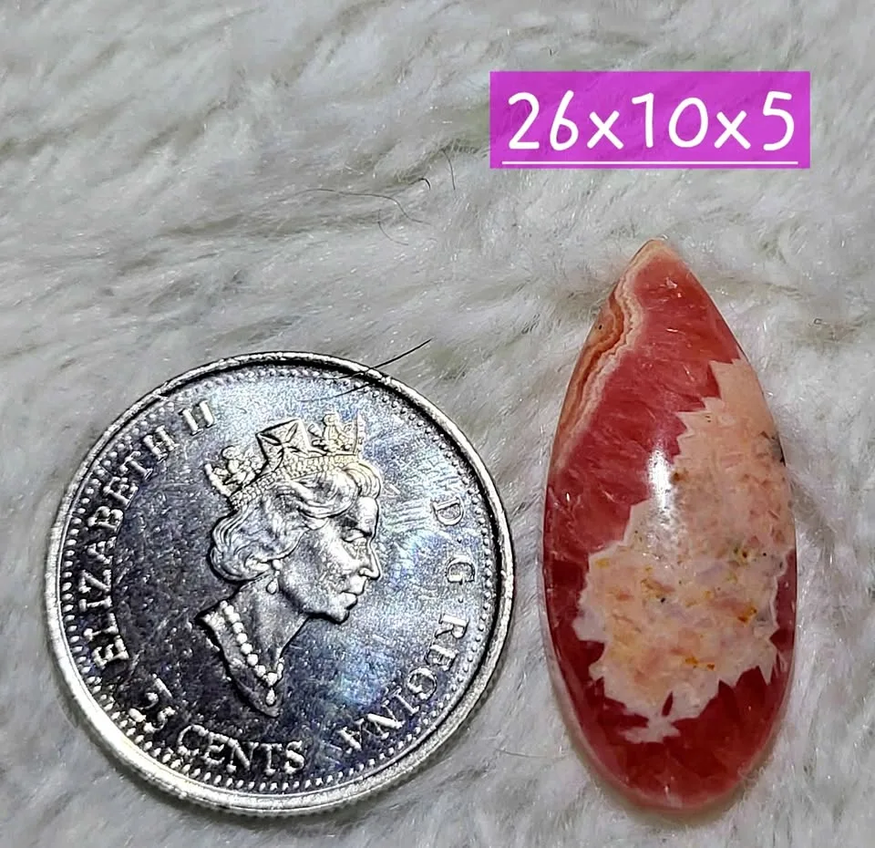 Rhodochrosite crystal teardrop cabochon