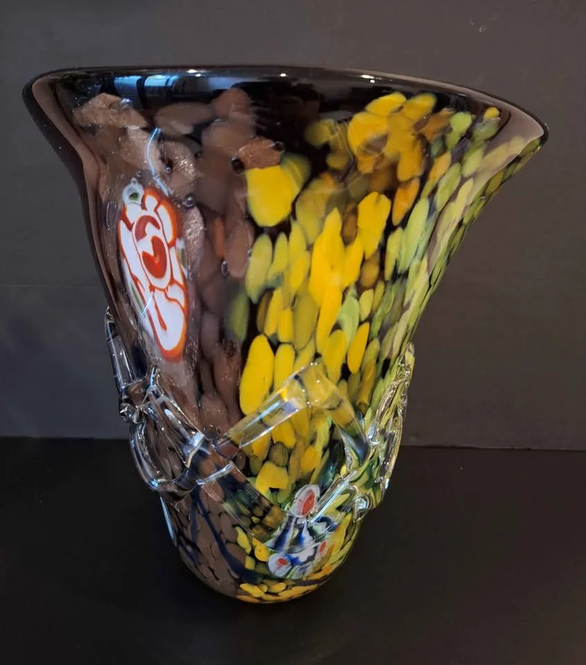 Beautiful multicolored glass vase Murano? unique design H-11.5" image indicator(4)