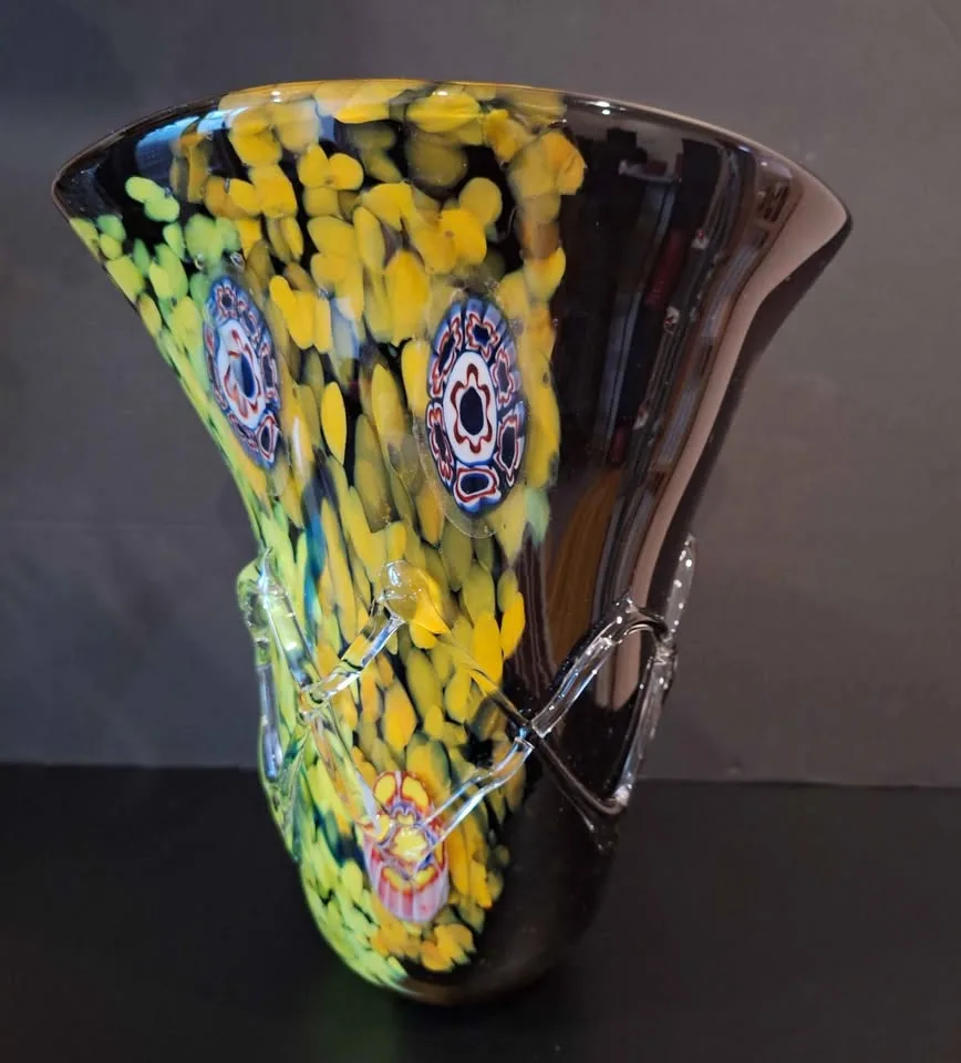 Beautiful multicolored glass vase Murano? unique design H-11.5" image indicator(5)