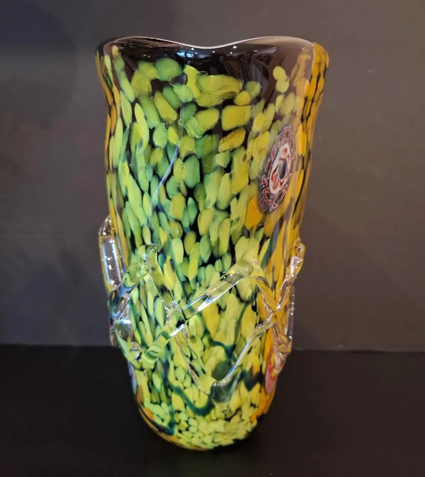 Beautiful multicolored glass vase Murano? unique design H-11.5" image indicator(6)