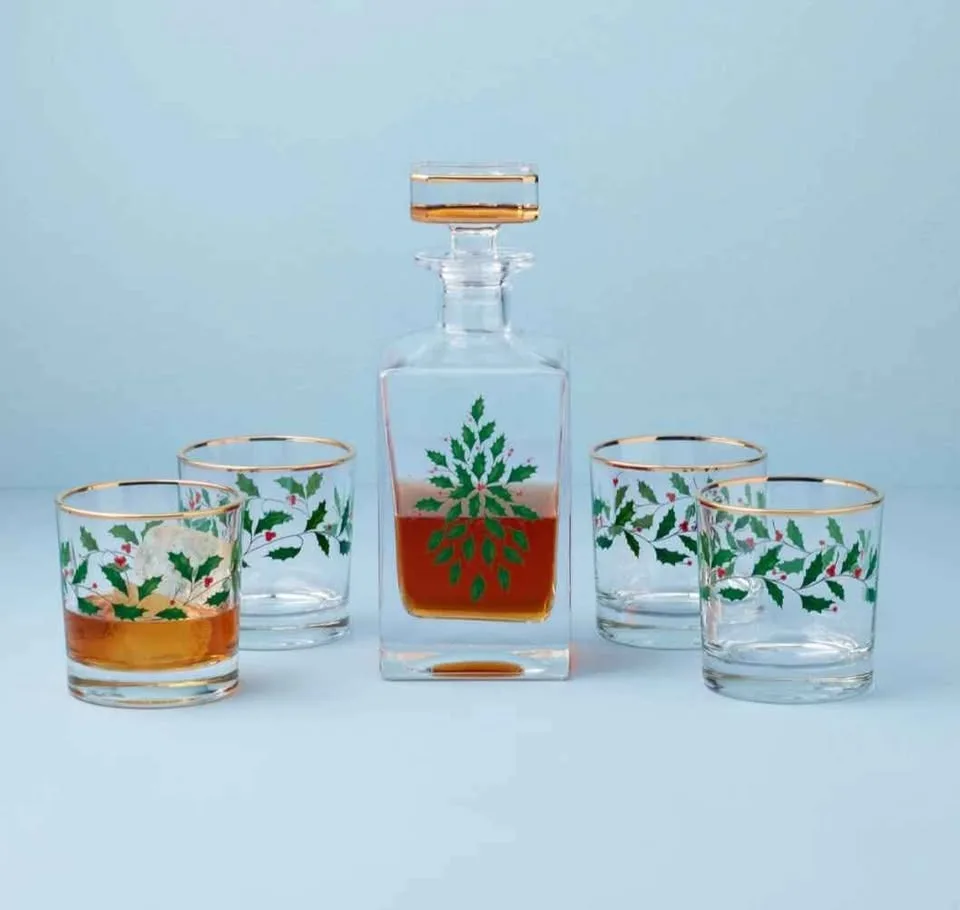 Lenox Holiday 5-Piece Decanter & Whiskey Glass Set image indicator(5)