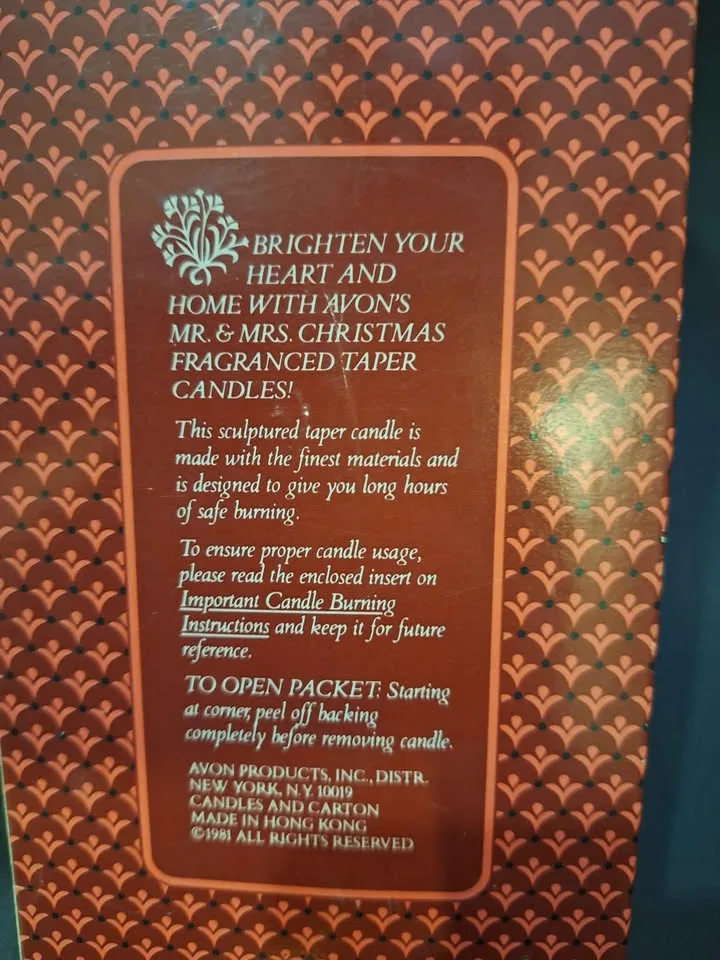 VINTAGE NEW AVON TAPER CANDLE MR AND MRS SANTA CLAUE  10" TALL O image indicator(6)