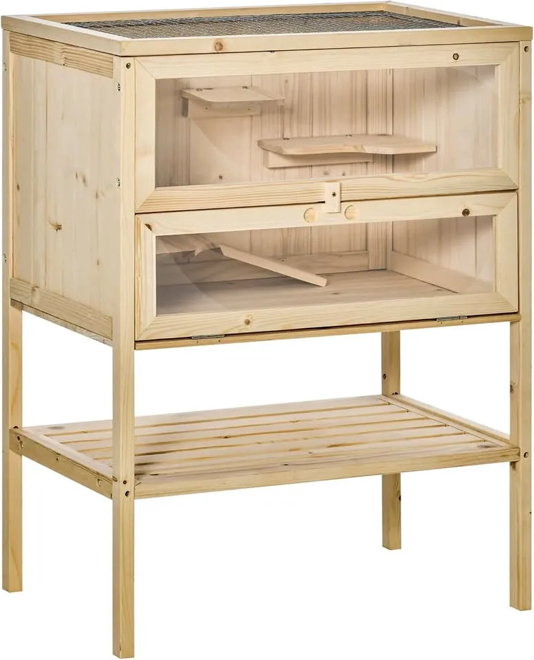 PawHut Fir Wood Hamster Cage