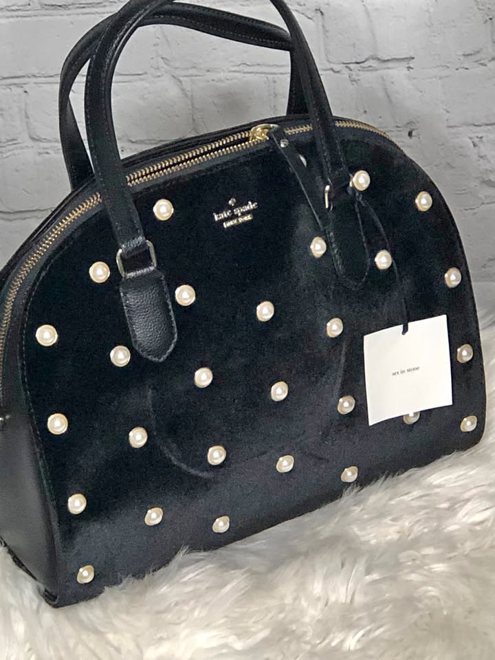 kate spade Laurel Way Velvet Reiley w strap - Black OBO