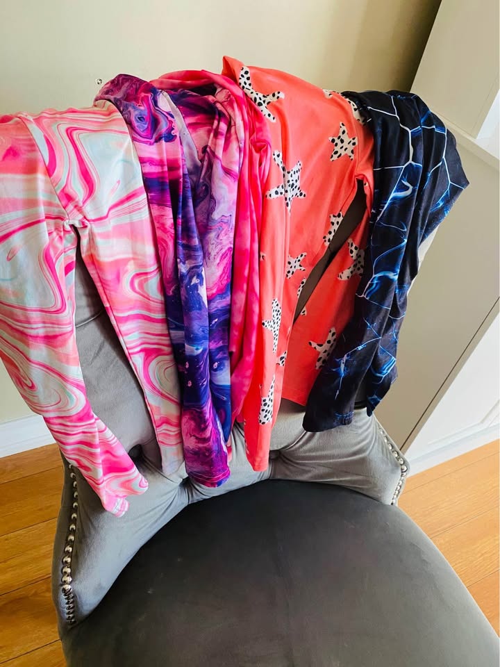 5pcs Vibrant Tie-Dye & Marble Pattern Girls' Stretchy Leggings - - photo 3