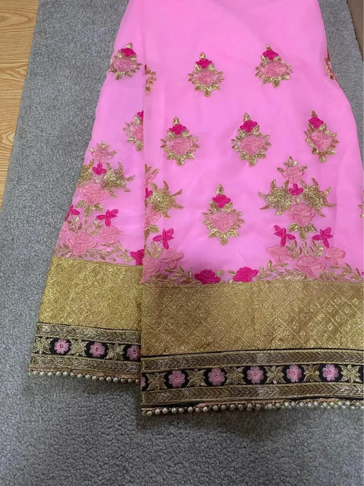 Beautiful 😍 Georgette suit with heavy pearl work sharara, heavy image indicator(6)