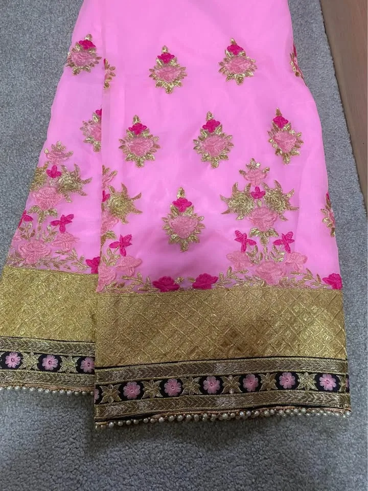 Beautiful 😍 Georgette suit with heavy pearl work sharara, heavy image indicator(7)