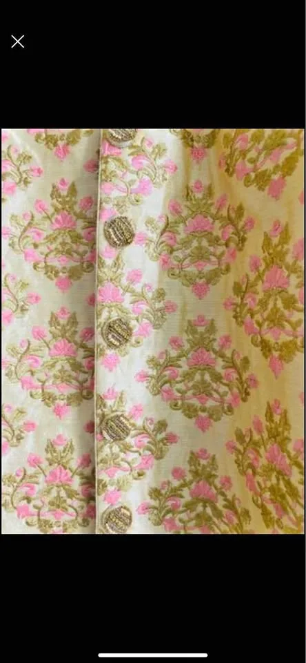 Beautiful sherwani 😍 brand new raw silk with kundan work all ove