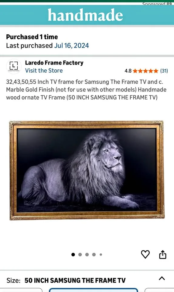 Antique / Vintage - Style TV frame for 50” Samsung The Frame TV thumbnail