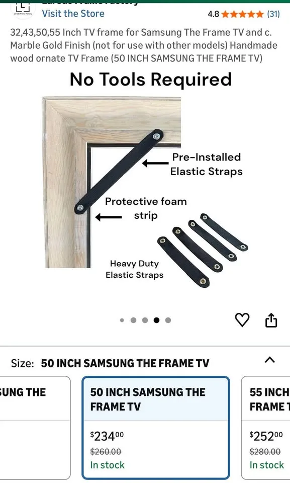 Antique / Vintage - Style TV frame for 50” Samsung The Frame TV image indicator(5)