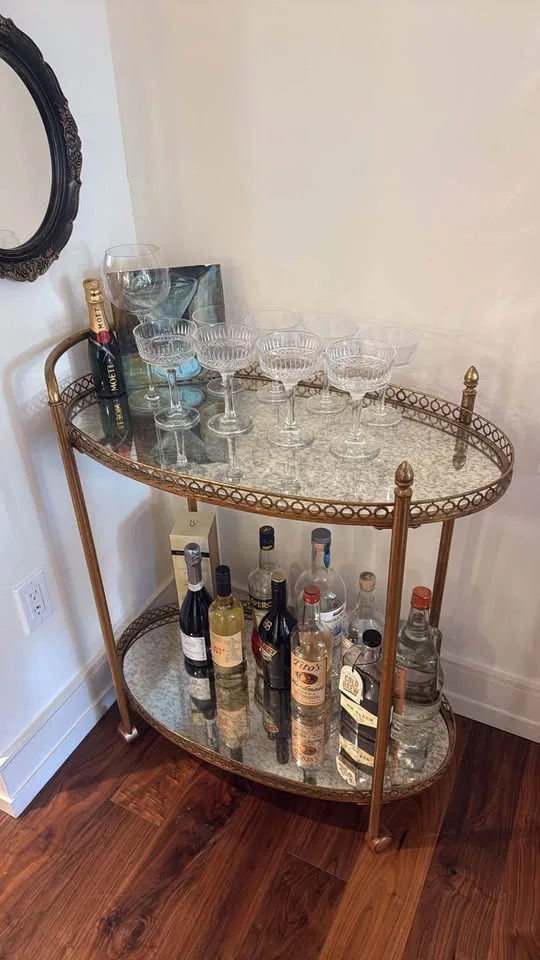 Antique / Vintage - Style Gold & Mirror Bar Cart image indicator(2)