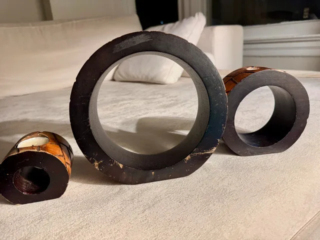 Hand-Carved Nesting Candle Holders – Set of 3 – Rustic Charm image indicator(7)