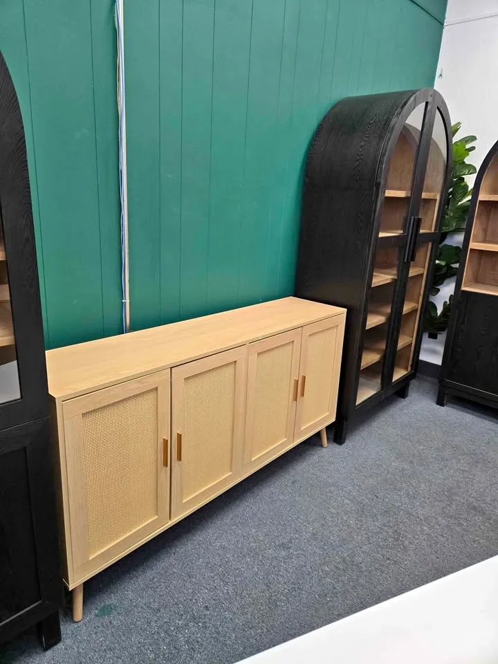 Oak or black storage cabinet buffet cabinet warehouse clearance thumbnail