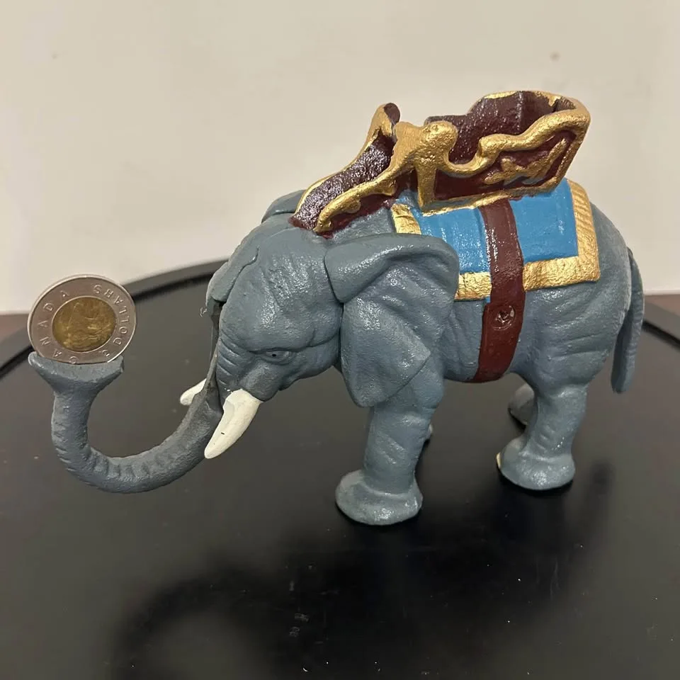 Cast Iron Elephant Mechanical Coin Bank image indicator(3)