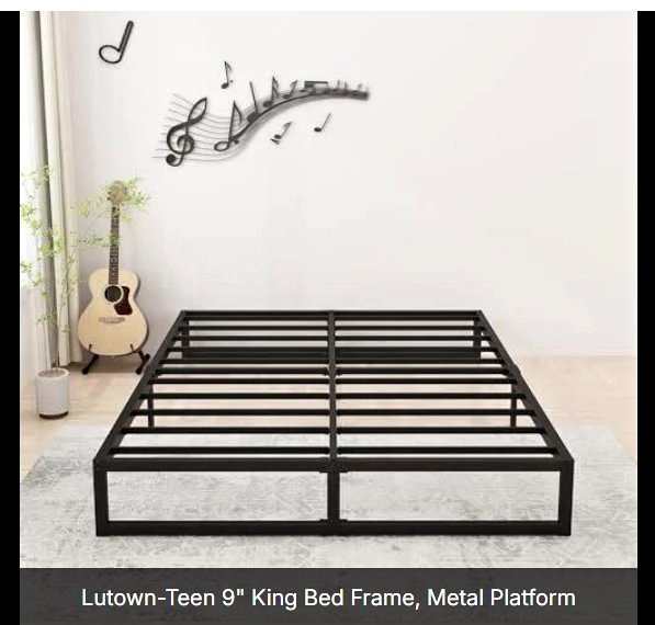 Lutown-Teen 9" King Bed Frame, Metal Platform