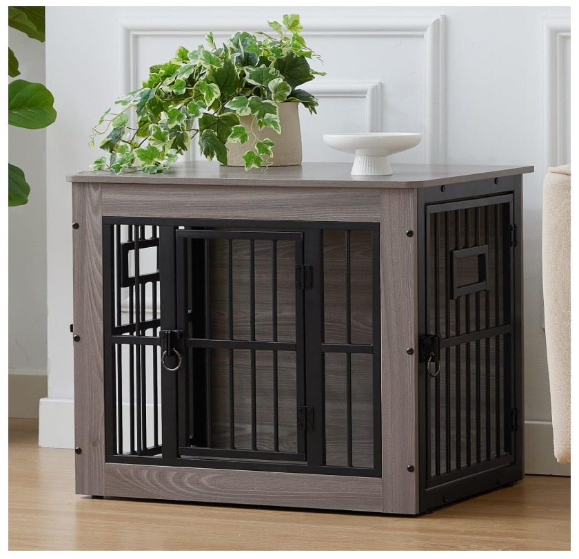 Gardner Pet Dog Crate, 27.2 Inch, Rustic Grey