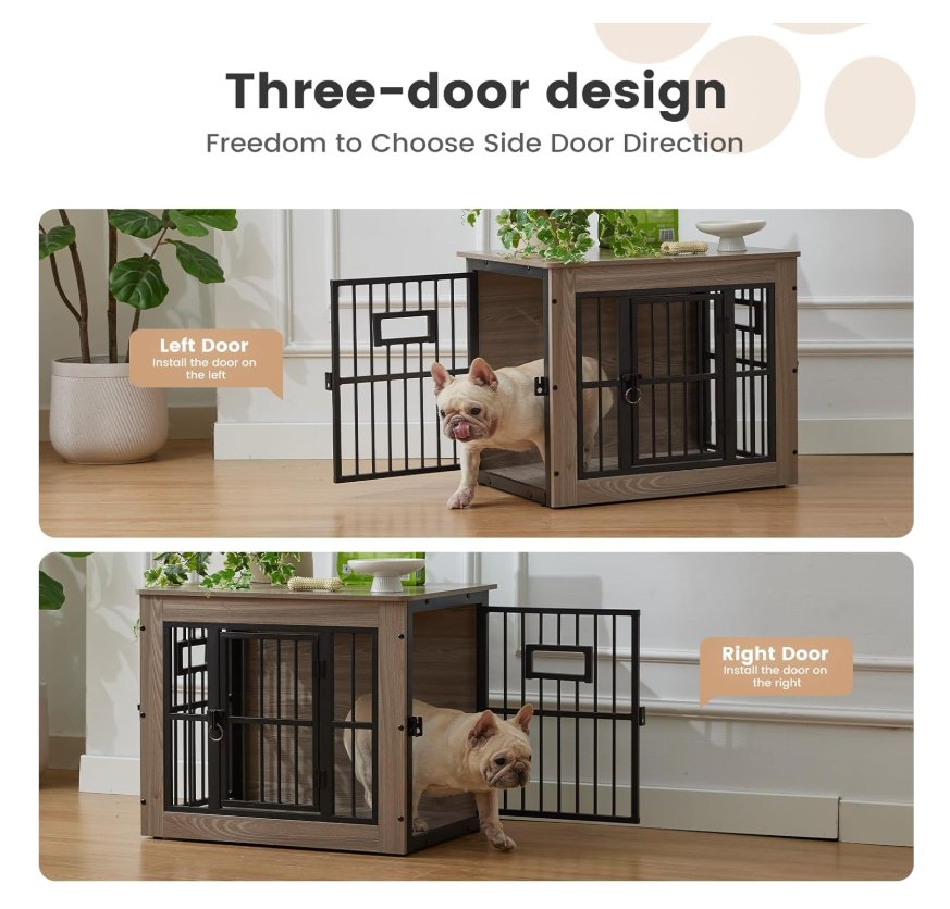 Gardner Pet Dog Crate, 27.2 Inch, Rustic Grey - photo 3