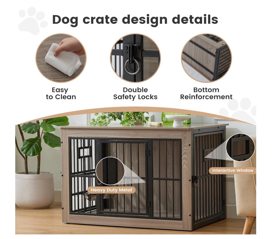 Gardner Pet Dog Crate, 27.2 Inch, Rustic Grey - photo 4