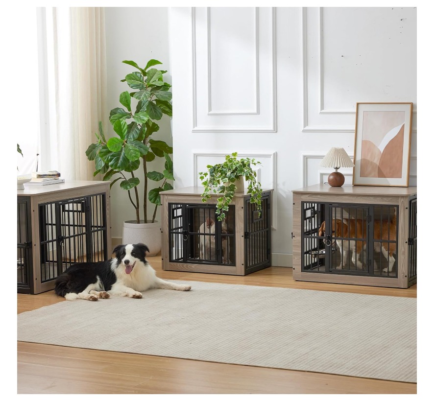 Gardner Pet Dog Crate, 27.2 Inch, Rustic Grey - photo 5