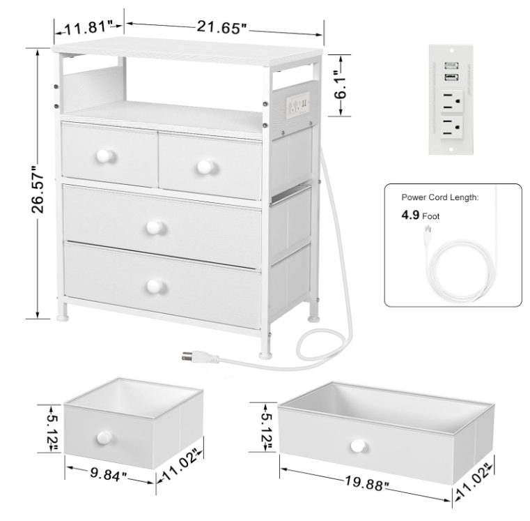REAHOME Nightstand with Charging Station - photo 3