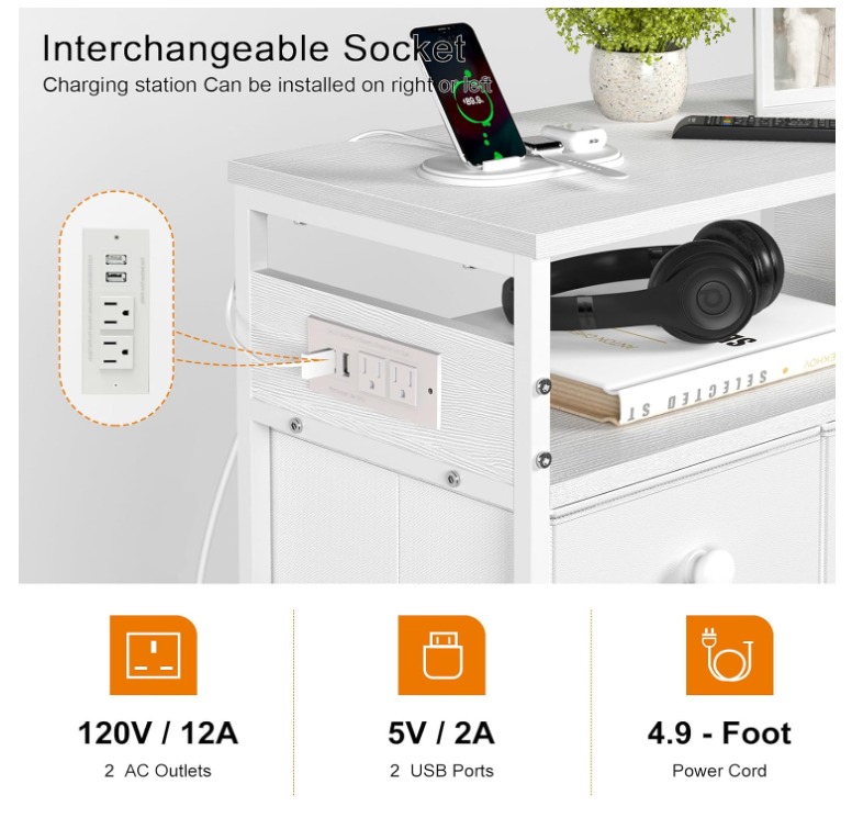 REAHOME Nightstand with Charging Station - photo 5