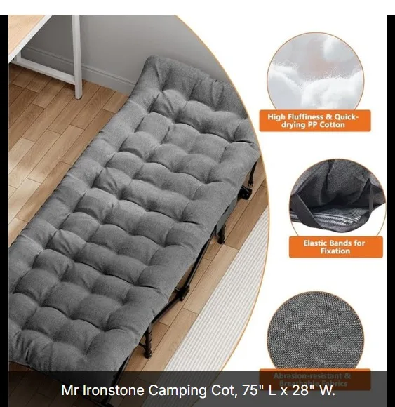 Mr Ironstone Camping Cot, 75" L x 28" W image indicator(2)