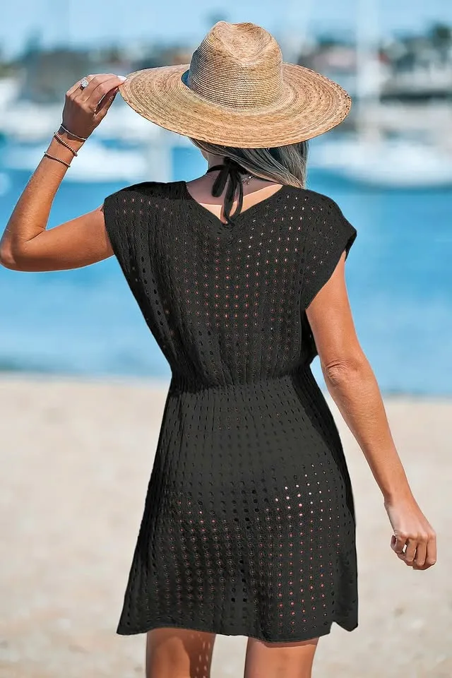 *NEW* (L) CUPSHE Cutout Cover-Up Mini Dress - Black thumbnail