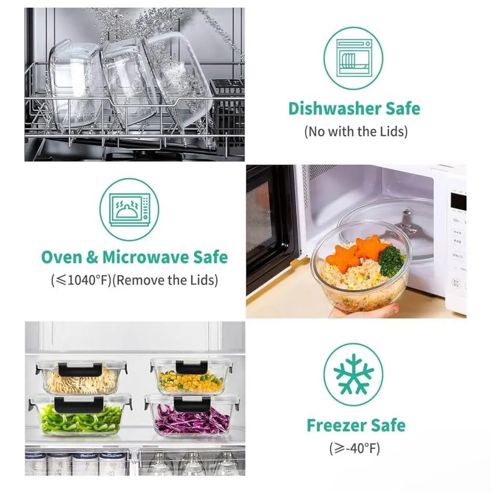 12pcs Leakproof Glass Containers TOP QUALITY 🔥 DURABLE! image indicator(4)