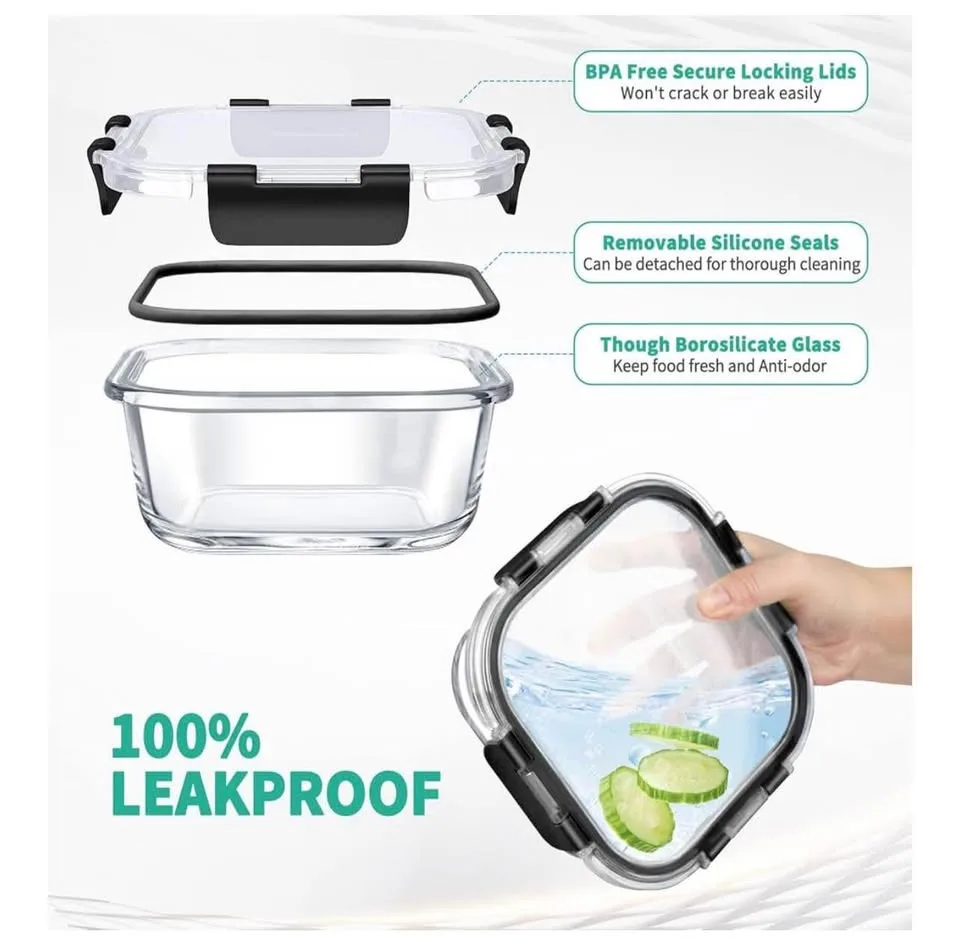 12pcs Leakproof Glass Containers TOP QUALITY 🔥 DURABLE! image indicator(5)