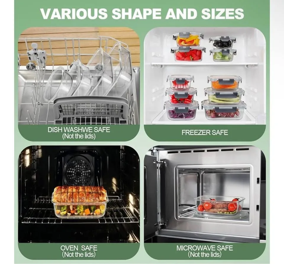 12pcs Leakproof Glass Containers TOP QUALITY 🔥 DURABLE! image indicator(7)