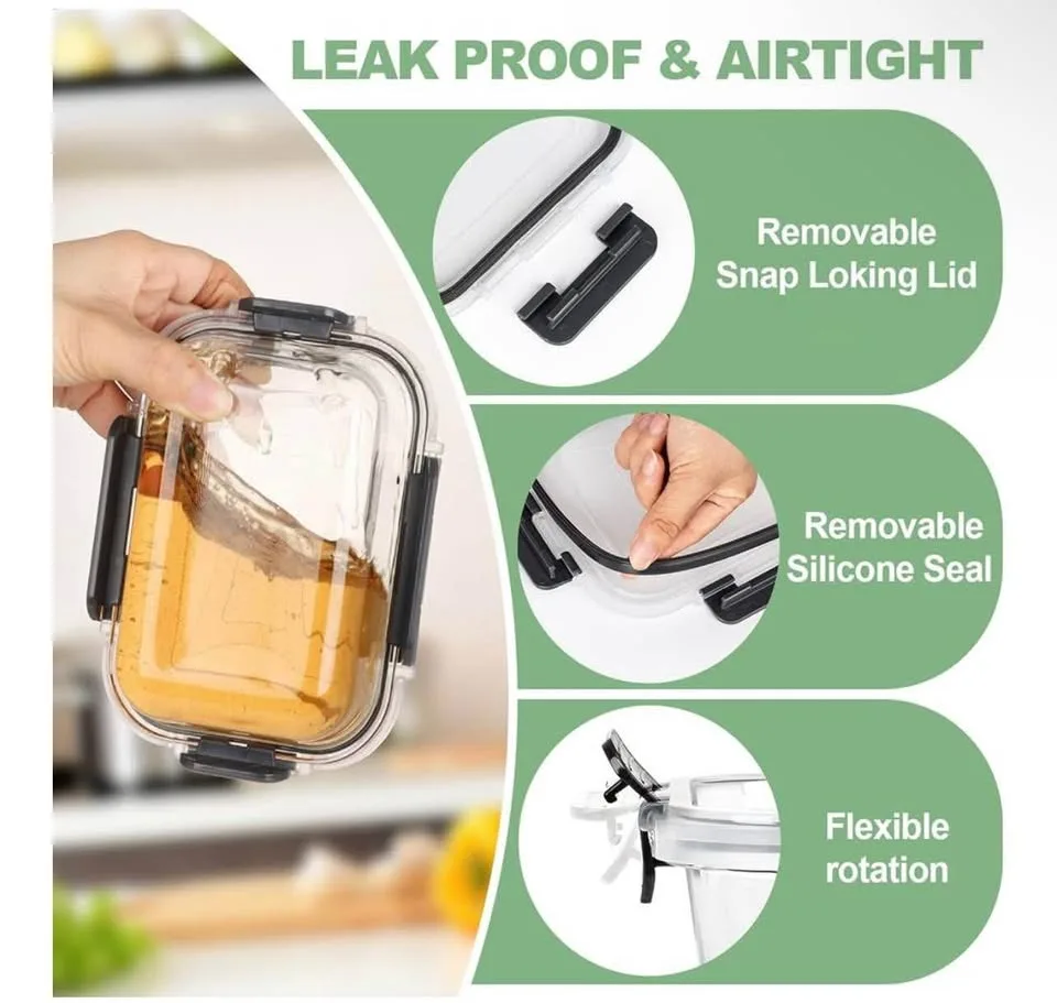 12pcs Leakproof Glass Containers TOP QUALITY 🔥 DURABLE! image indicator(4)