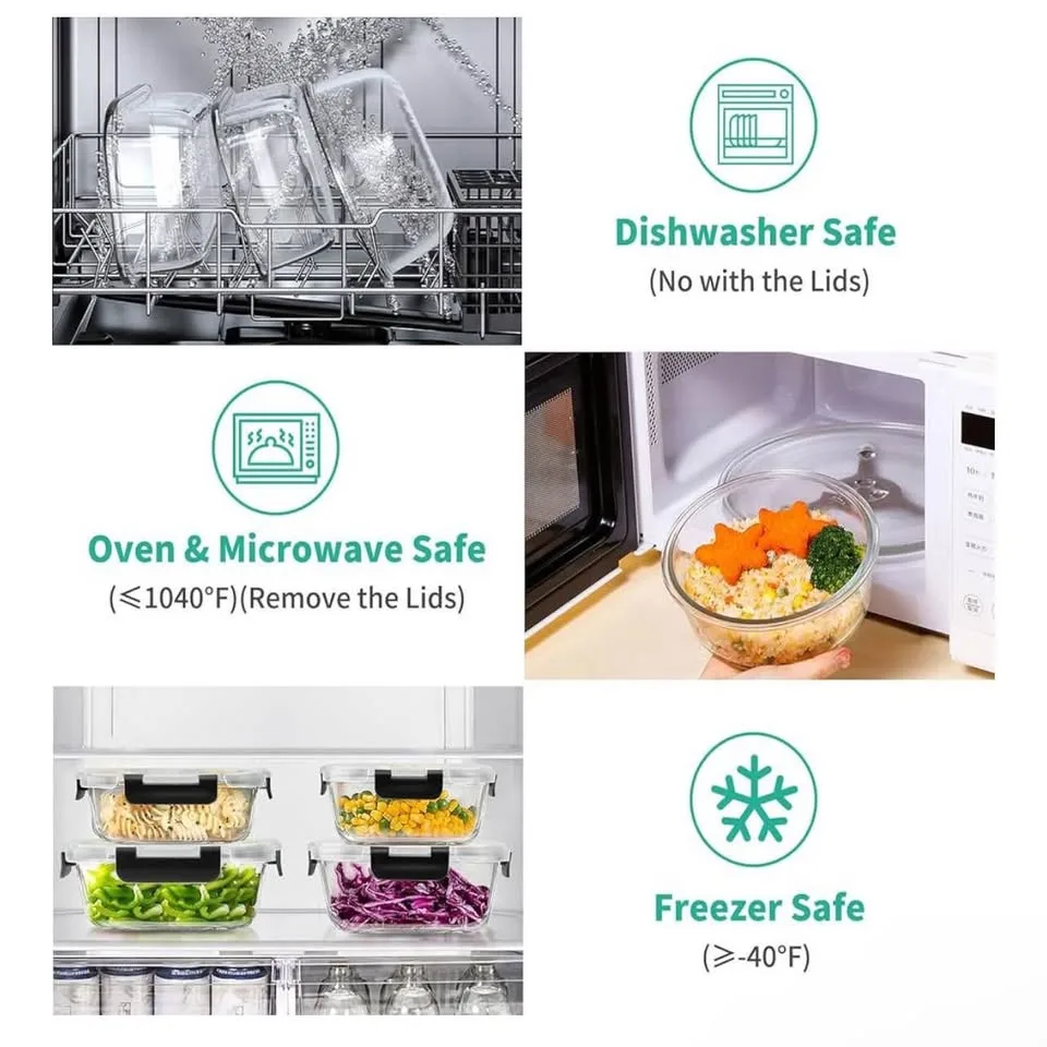 12pcs Leakproof Glass Containers TOP QUALITY 🔥 DURABLE! image indicator(6)