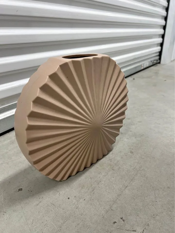 Tan/Pink home decor vase , ceramic 11.5 inch