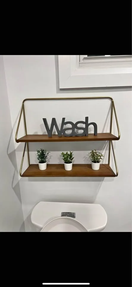 Home decor wall shelf gold/wood