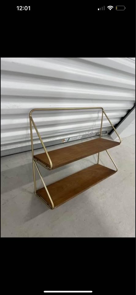 Home decor wall shelf gold/wood - photo 2