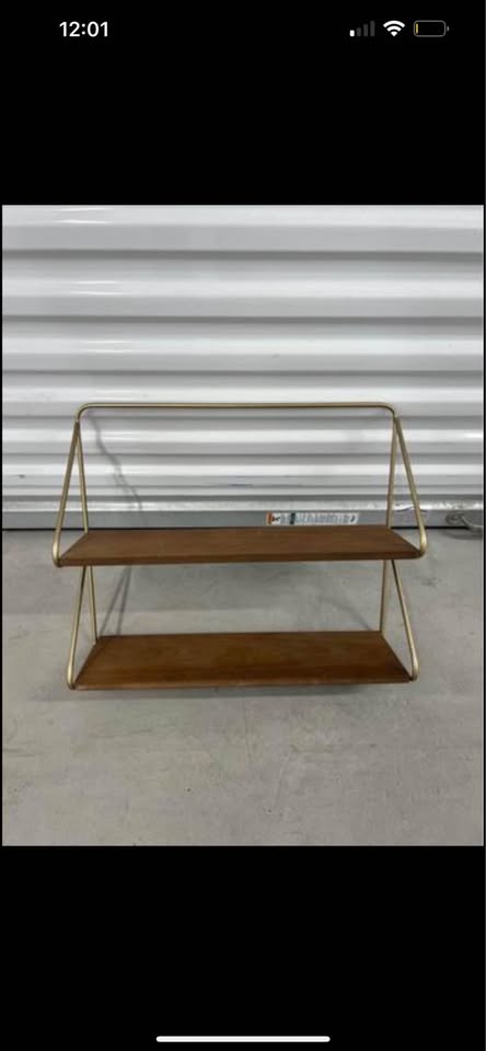 Home decor wall shelf gold/wood - photo 3