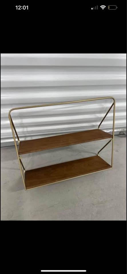 Home decor wall shelf gold/wood - photo 4