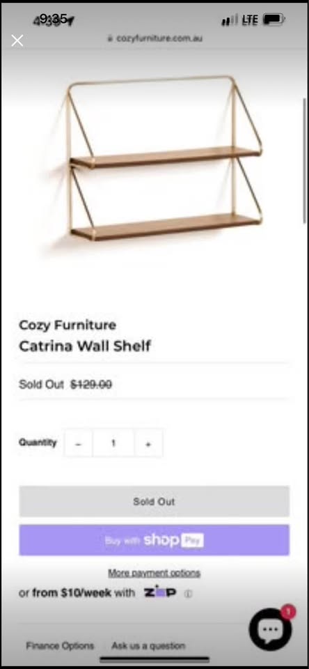 Home decor wall shelf gold/wood - photo 5