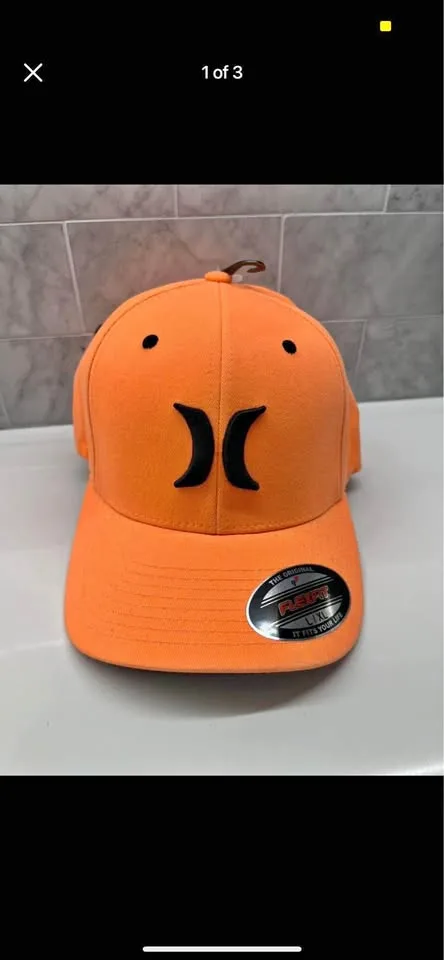 Neon orange Hurley hat new flexfit L-xL