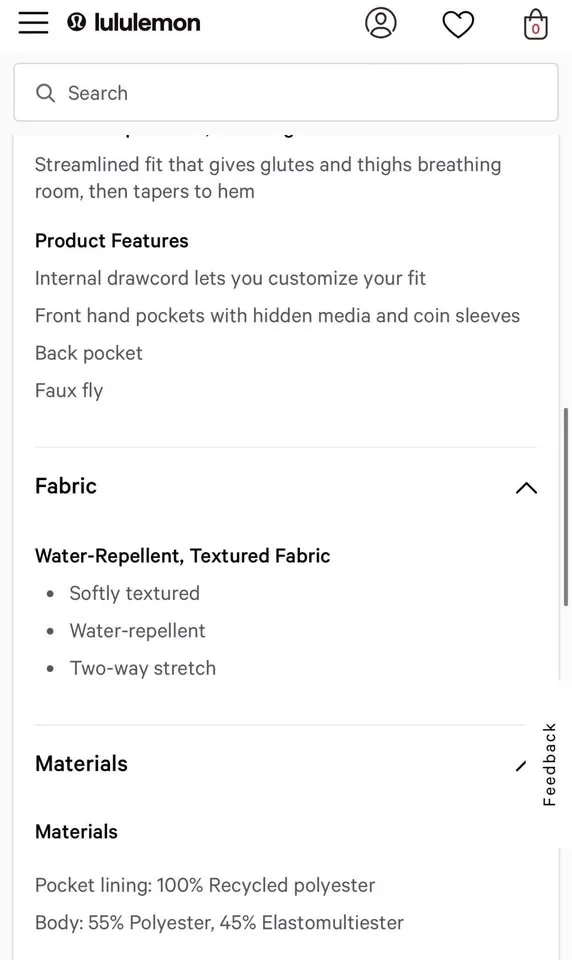 Brand New Venture Trouser Twill men’s lululemon pants XXL image indicator(6)