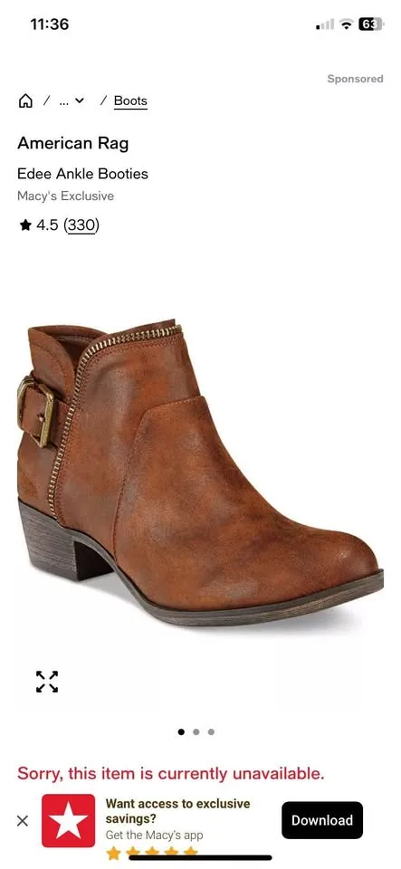 Women’s American Rag Edee Ankle Booties, in Chocolate, size 8.5 image indicator(10)