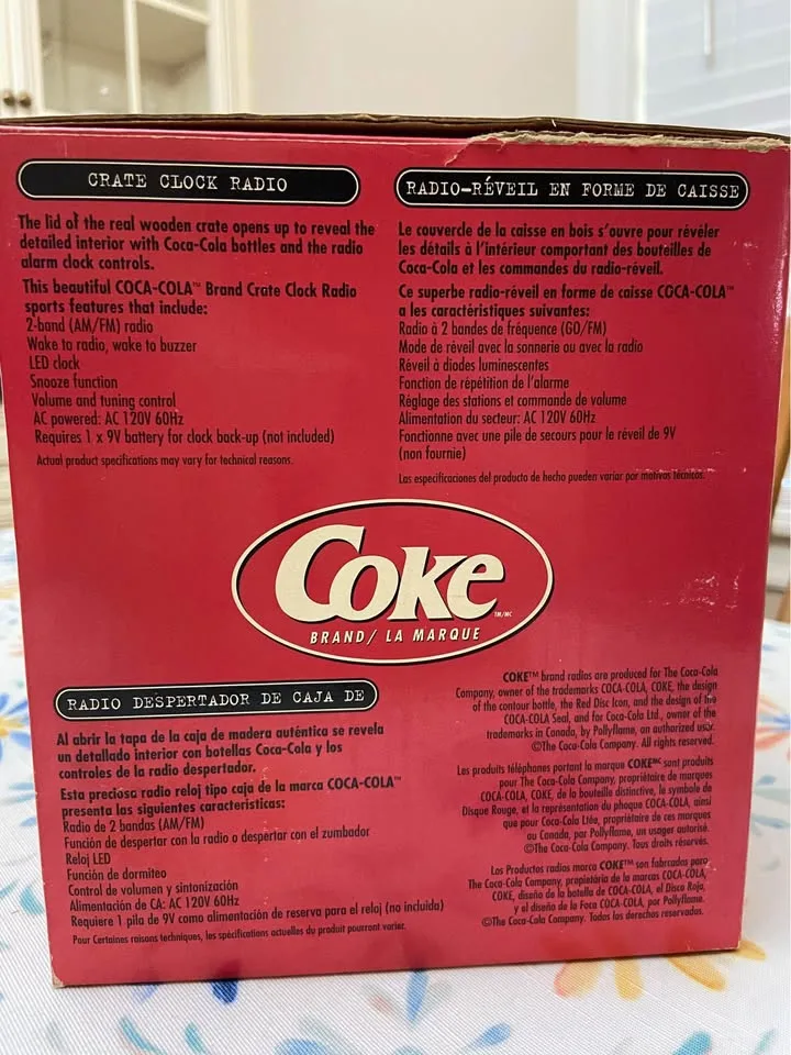 Coca-Cola Wood Crate AM/FM Digital Alarm Clock Radio *NIB image indicator(2)